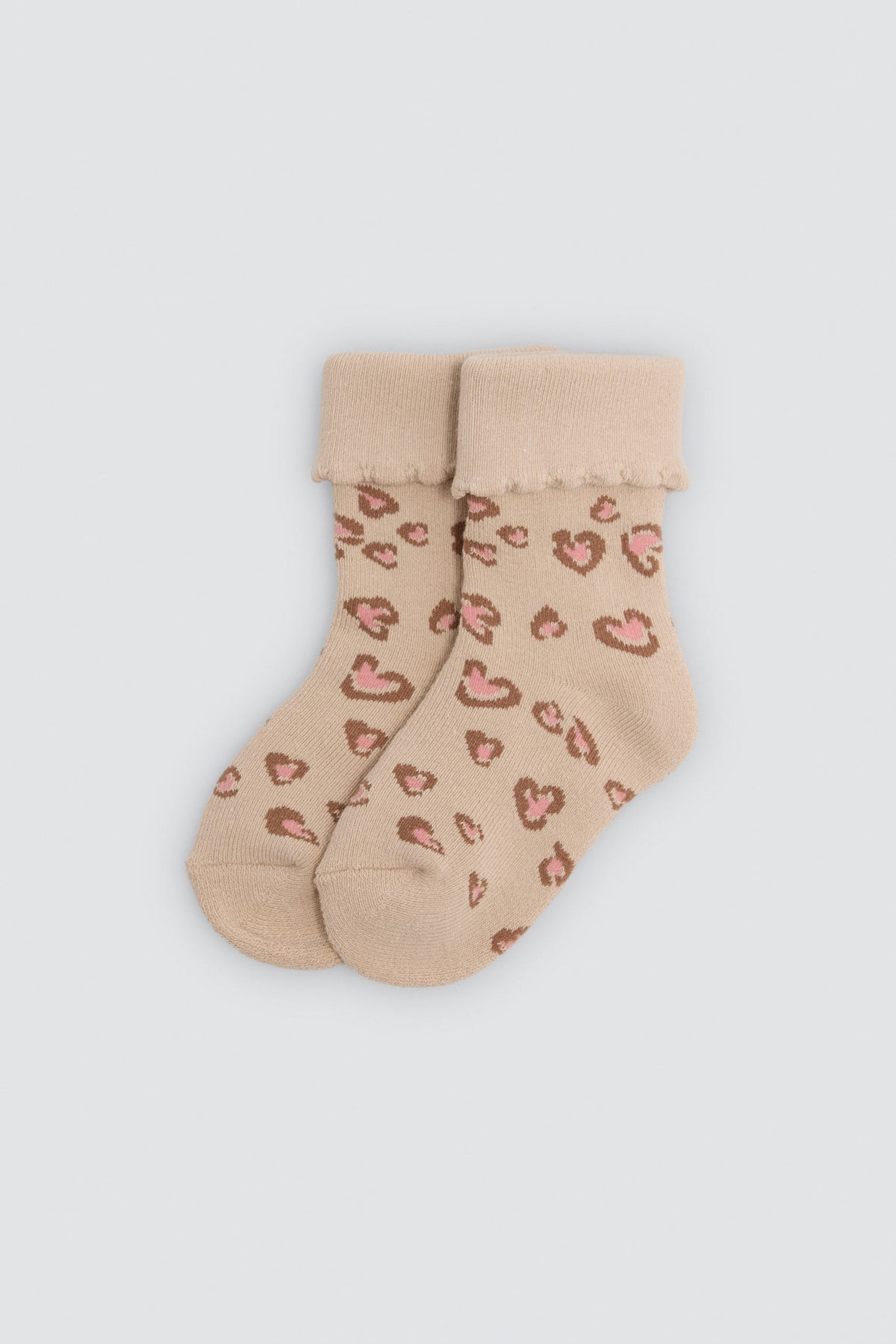 Pack of 4 baby thermal turn-cuff socks with fruit and heart prints