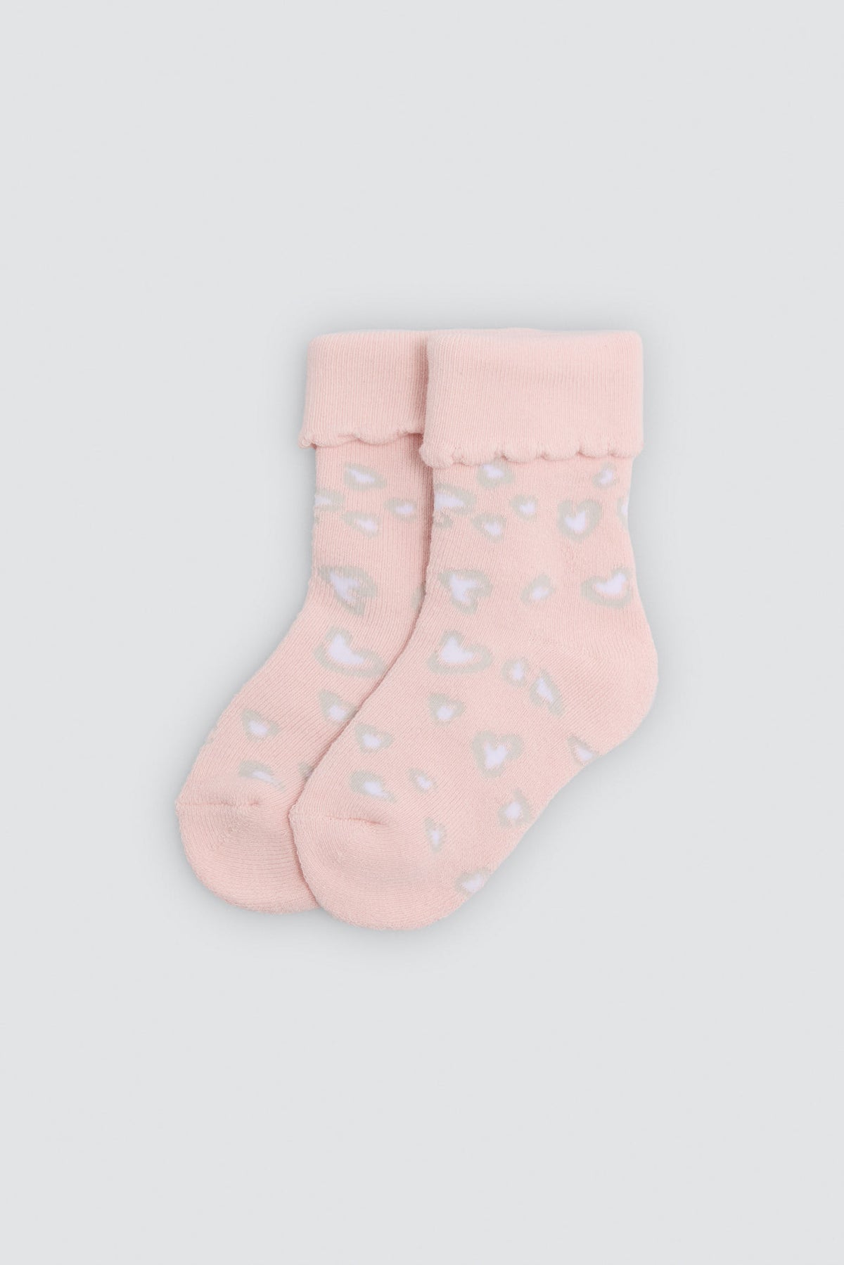 Pack of 4 baby thermal turn-cuff socks with fruit and heart prints