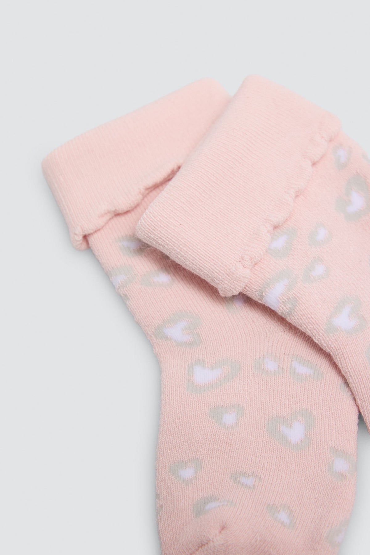 Pack of 4 baby thermal turn-cuff socks with fruit and heart prints