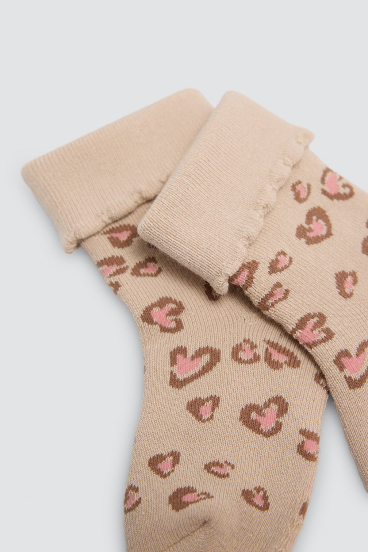 Pack of 4 baby thermal turn-cuff socks with fruit and heart prints