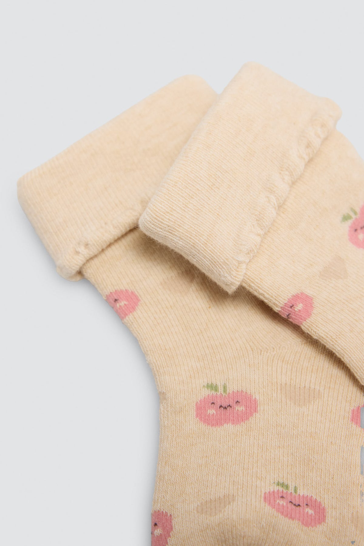 Pack of 4 baby thermal turn-cuff socks with fruit and heart prints