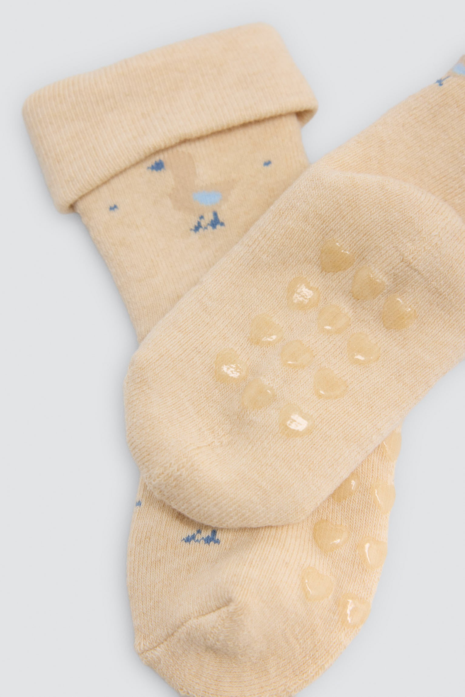 Pack of 4 baby thermal non-slip double-cuff socks with cow and duck prints