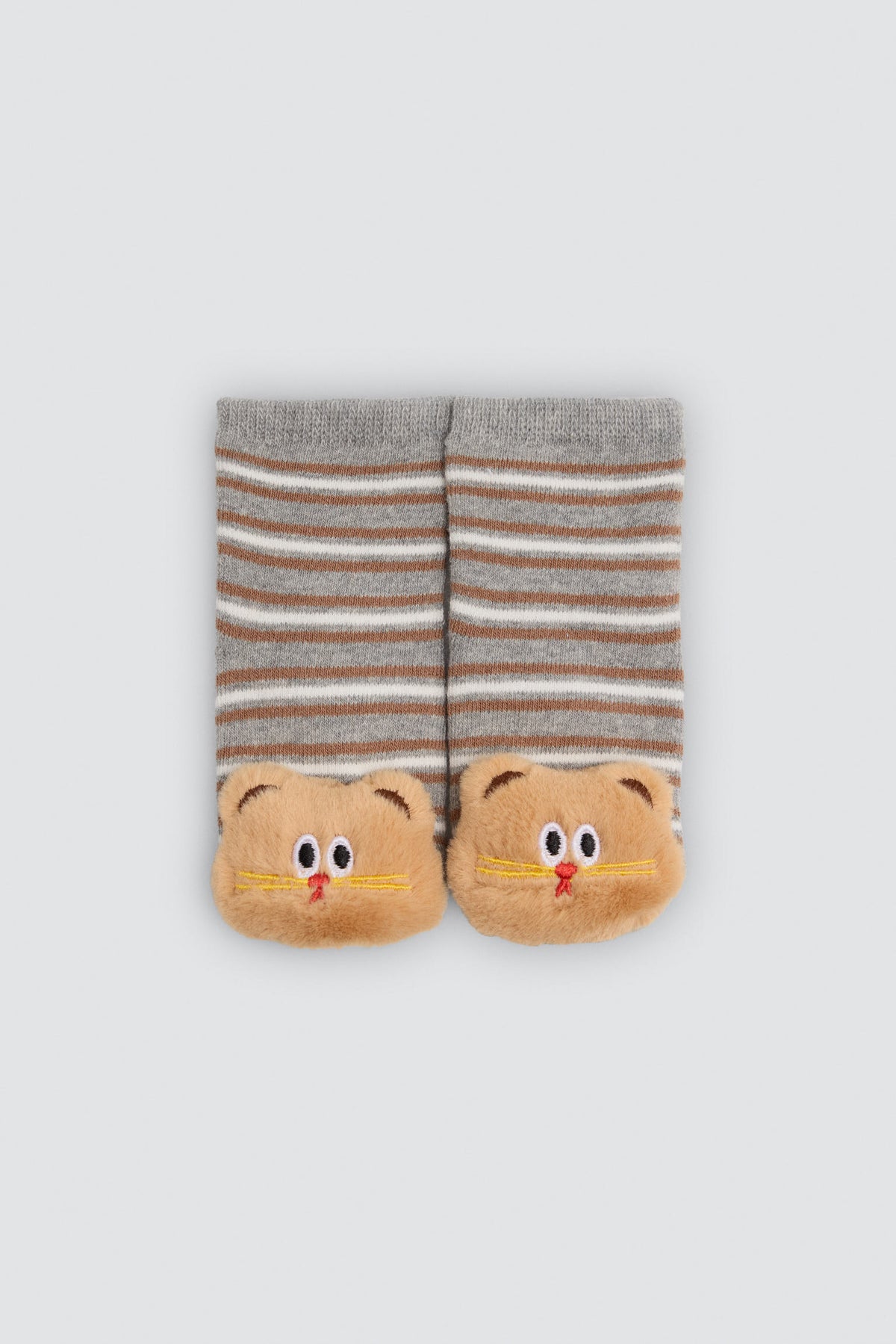 Pack of 2 baby sensory thermal non-slip socks with kittens