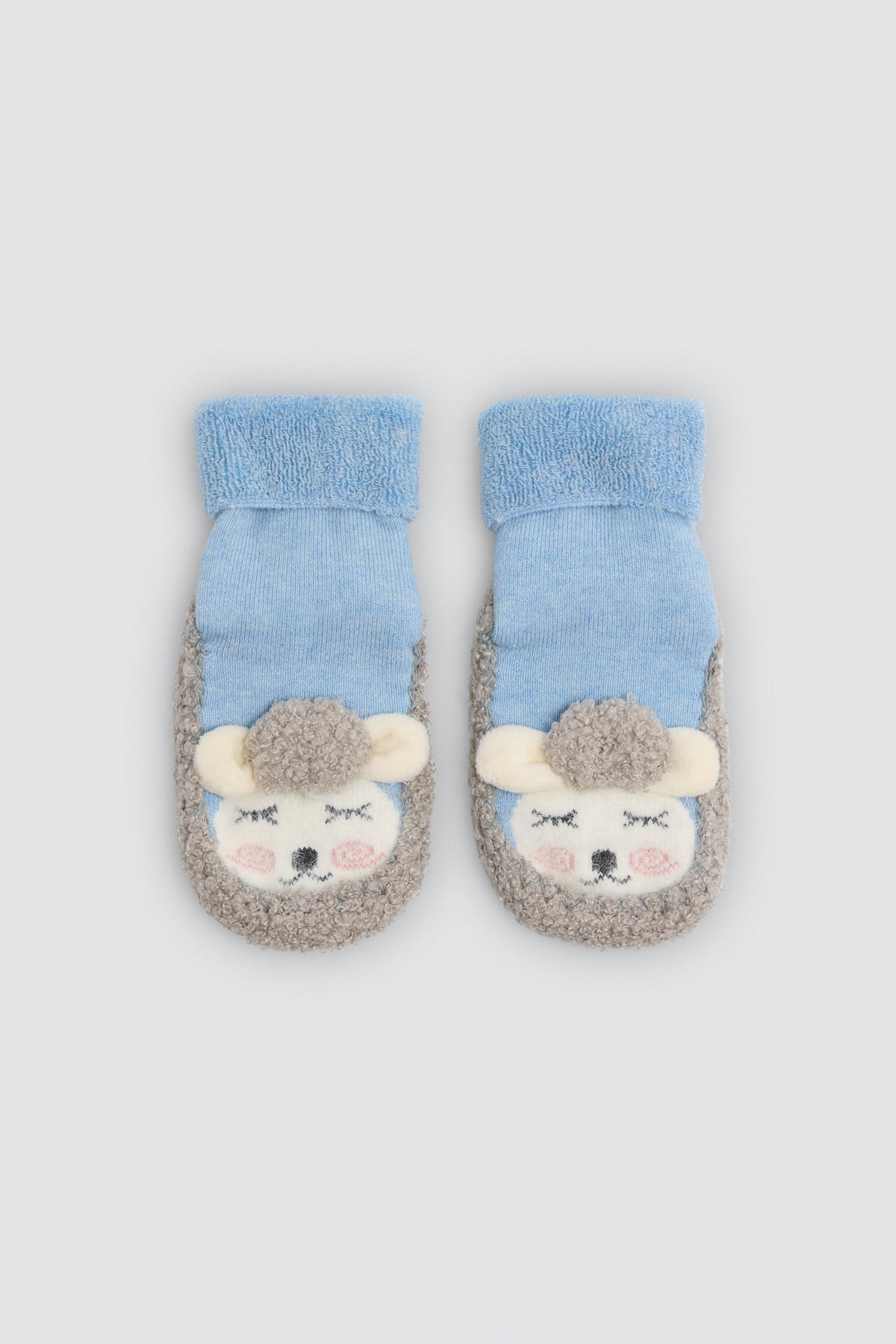 Baby thermal sheep slipper socks - blue