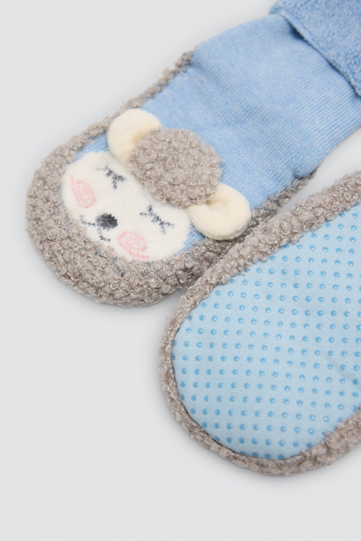 Baby thermal sheep slipper socks - blue