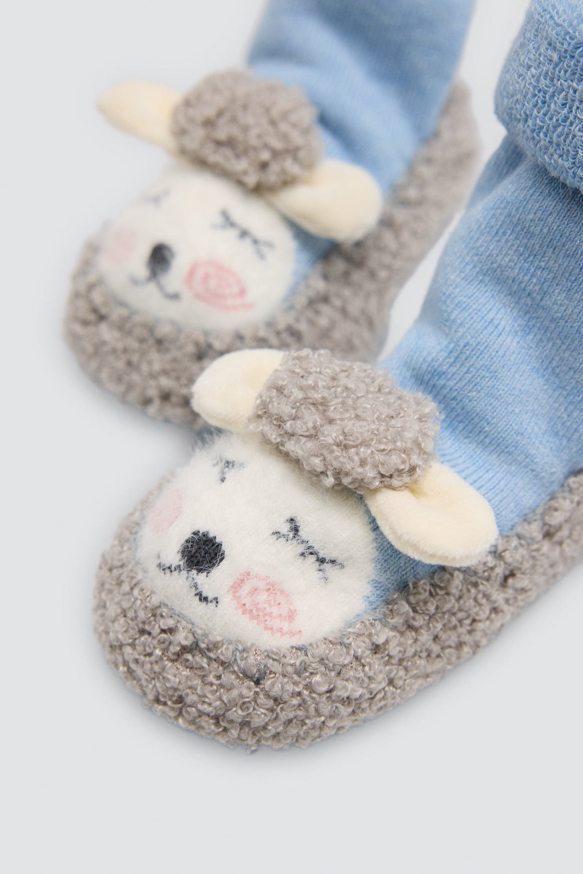 Baby thermal sheep slipper socks - blue
