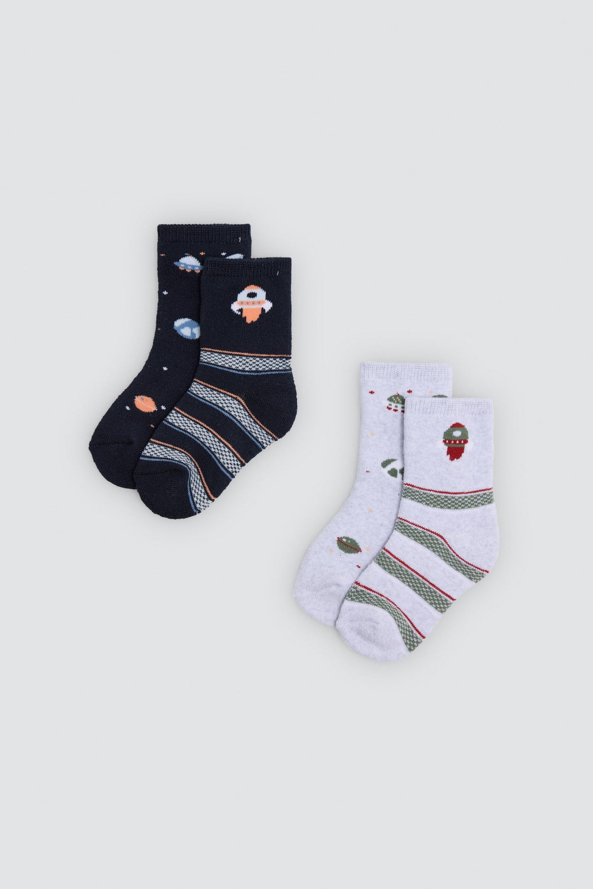 Pack of 4 baby thermal socks with space and rocket prints