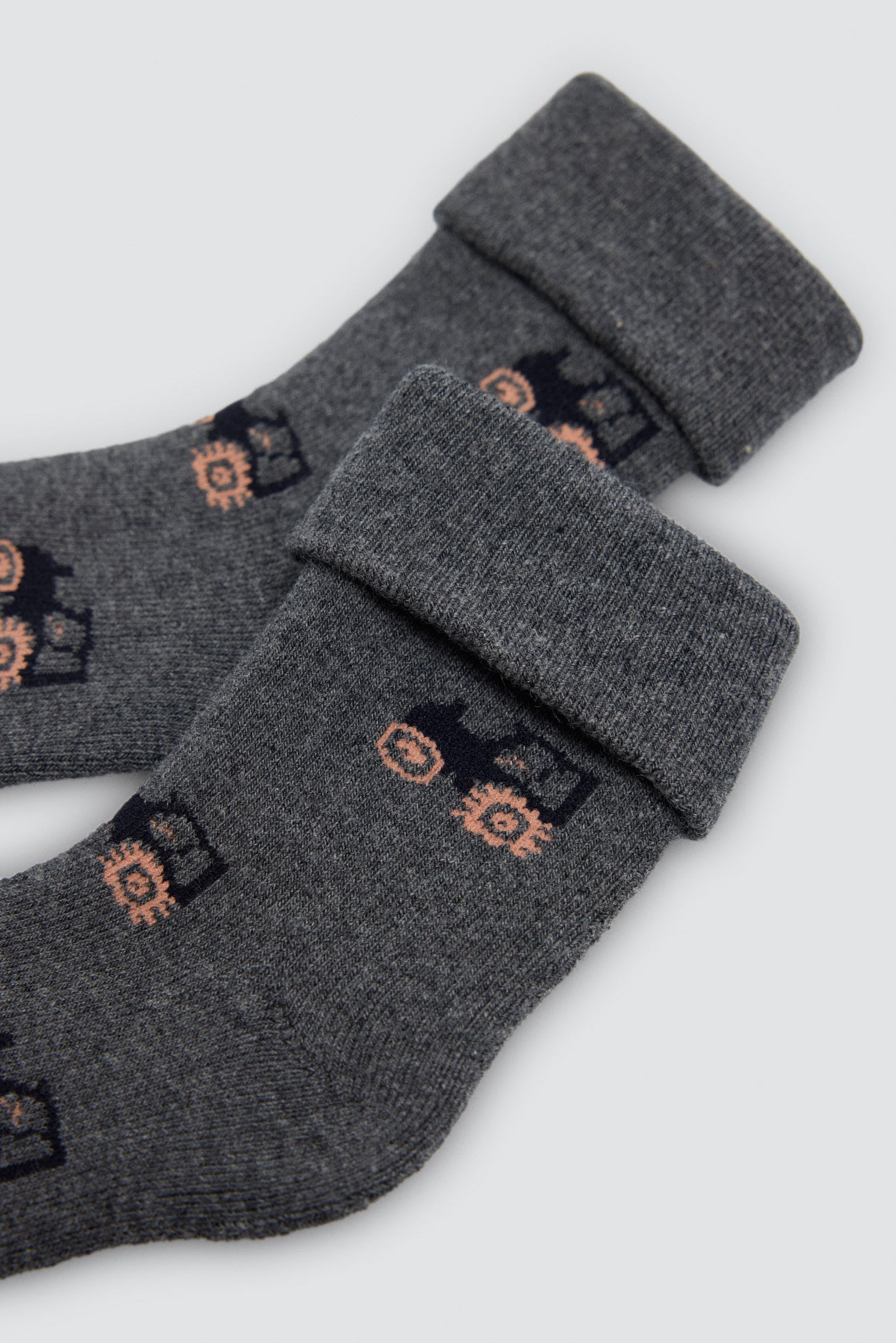 Pack of 4 baby thermal socks with tractor and pig prints
