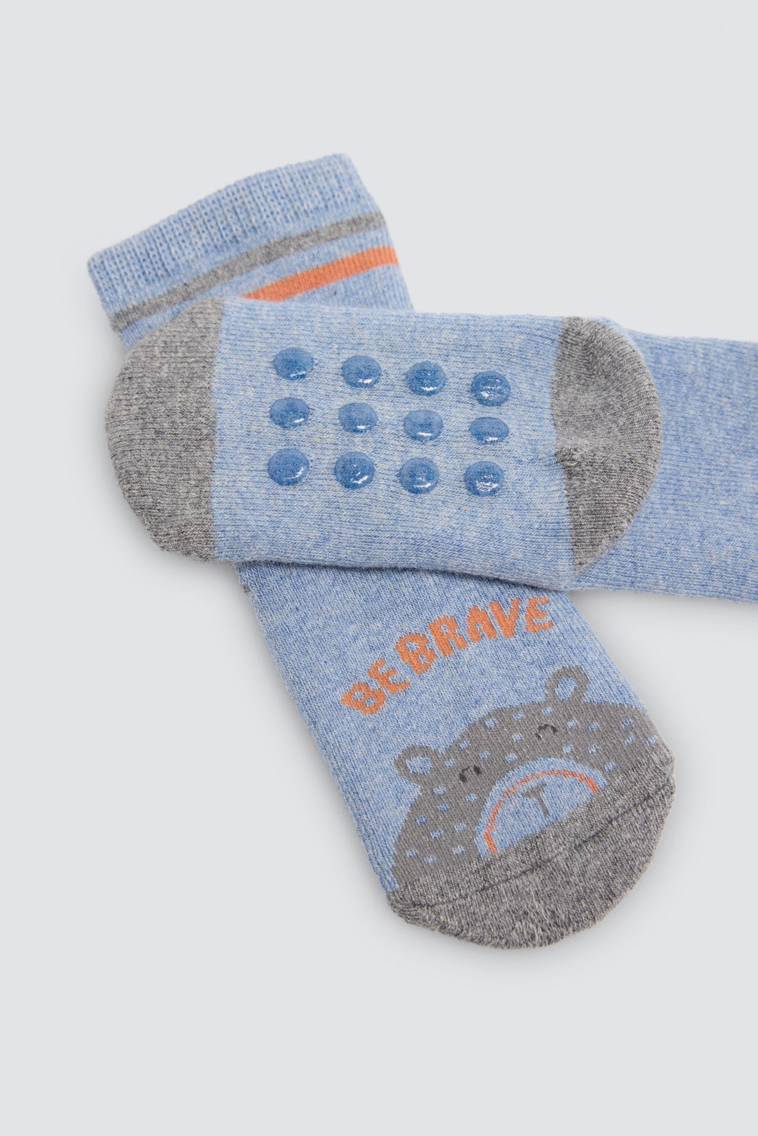 Pack of 4 baby thermal non-slip socks with fun bear print