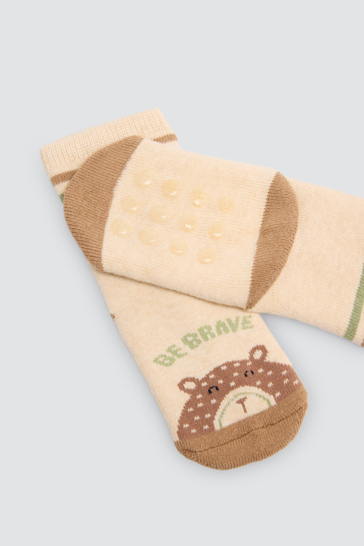 Pack of 4 baby thermal non-slip socks with fun bear print