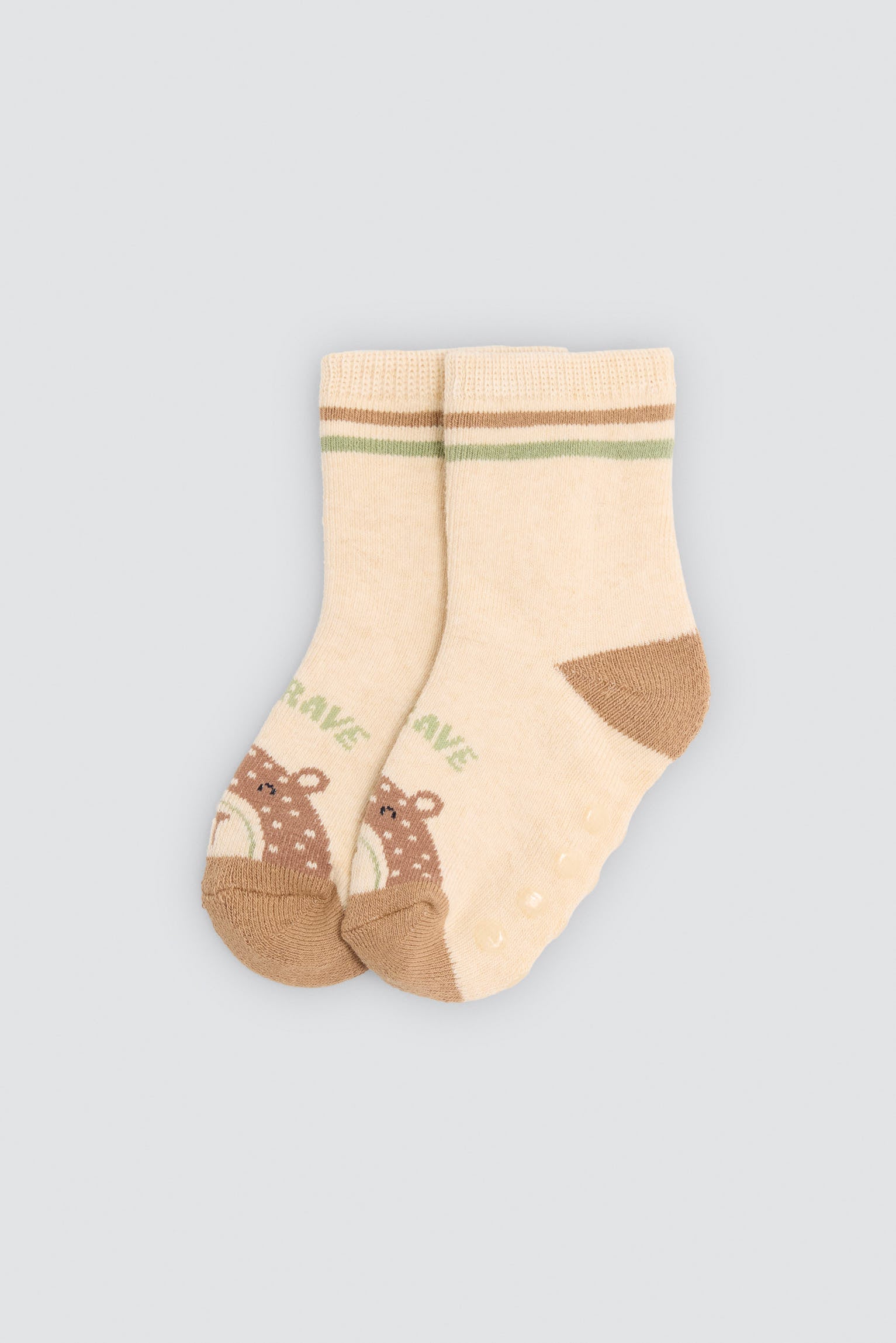 Pack of 4 baby thermal non-slip socks with fun bear print