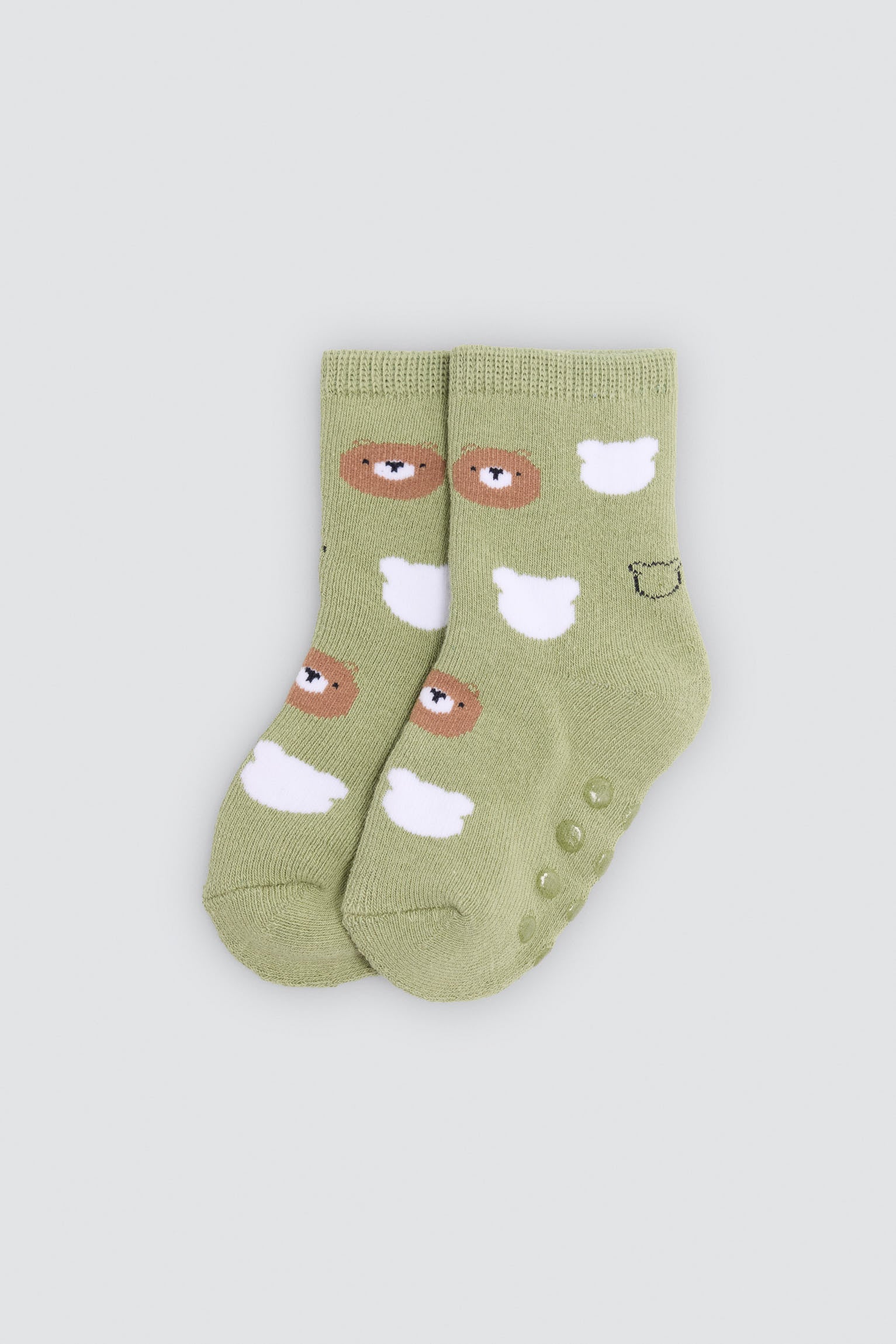 Pack of 4 baby thermal non-slip socks with fun bear print