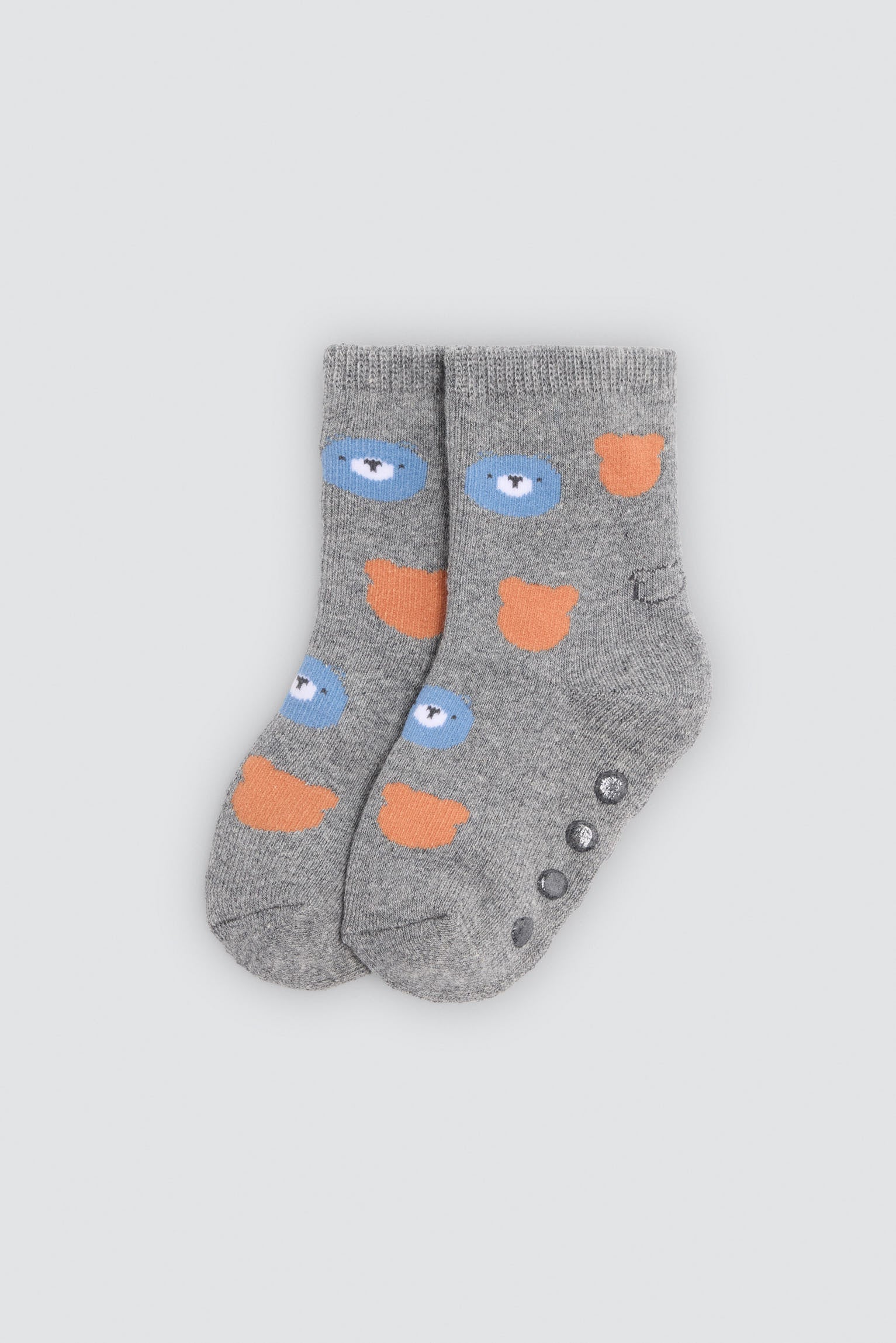 Pack of 4 baby thermal non-slip socks with fun bear print