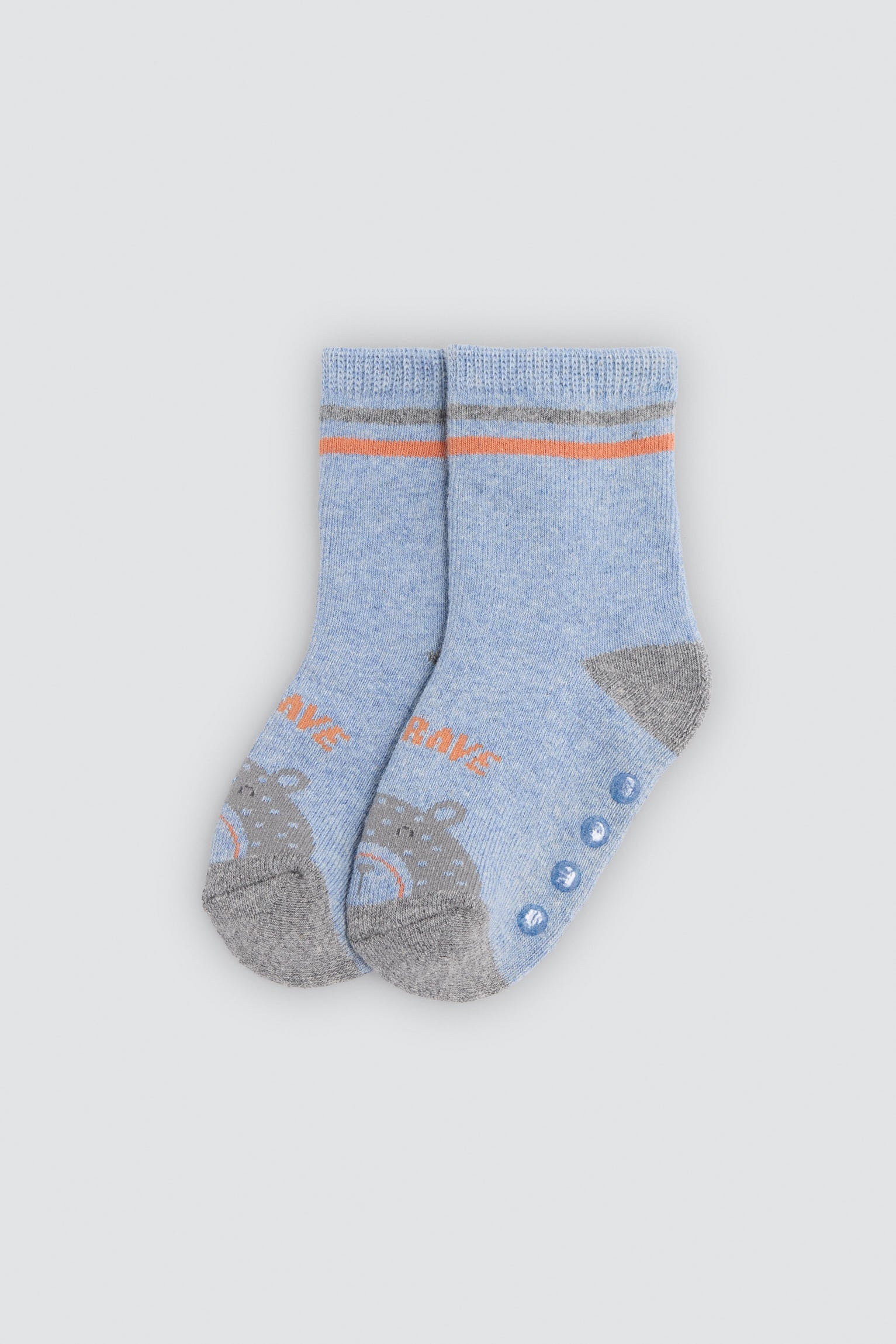 Pack of 4 baby thermal non-slip socks with fun bear print