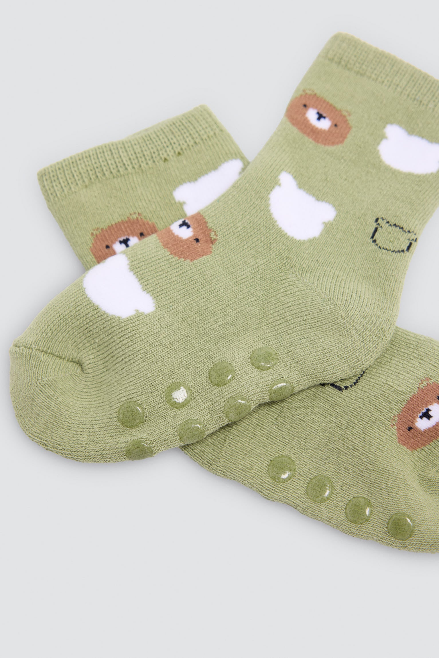 Pack of 4 baby thermal non-slip socks with fun bear print
