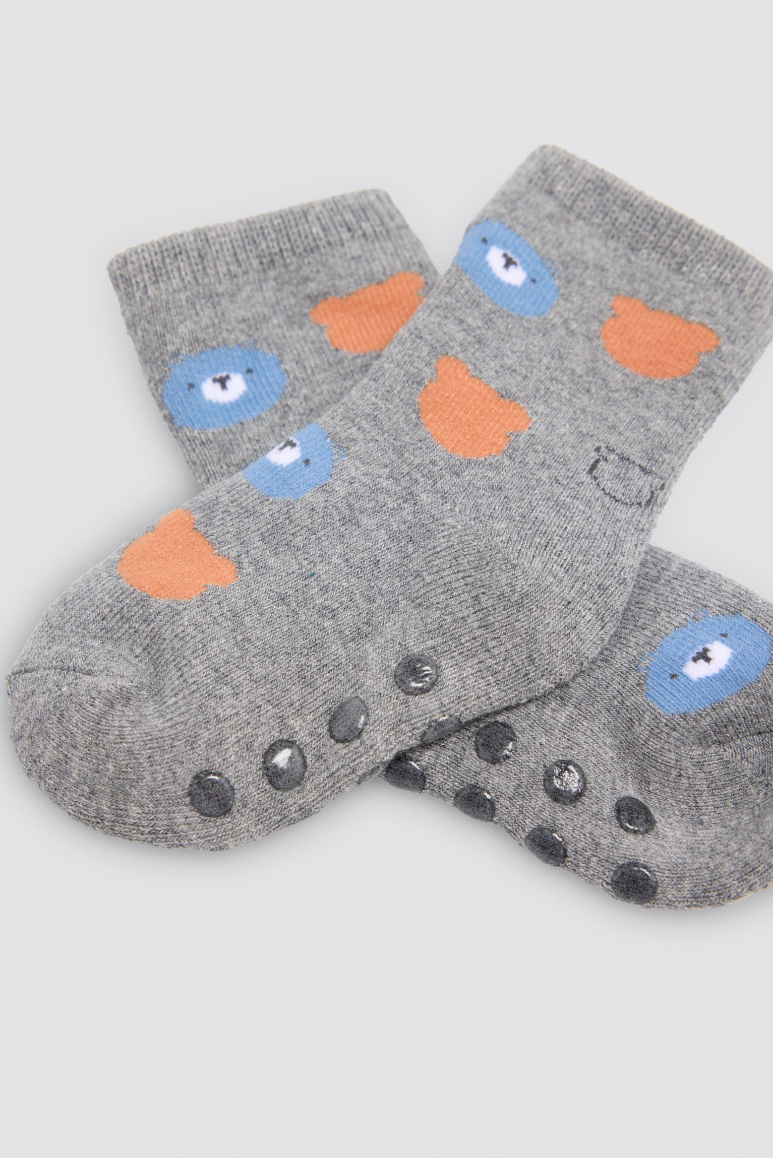Pack of 4 baby thermal non-slip socks with fun bear print