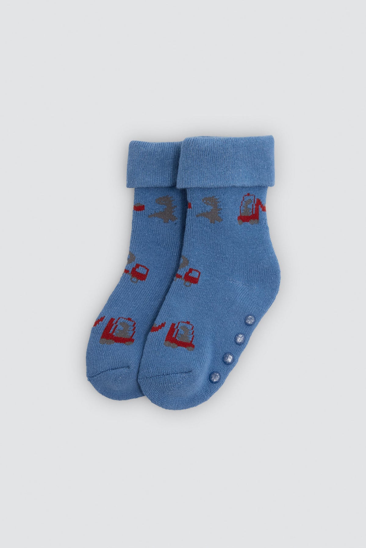Pack of 4 baby thermal non-slip socks with tractor and arrow prints