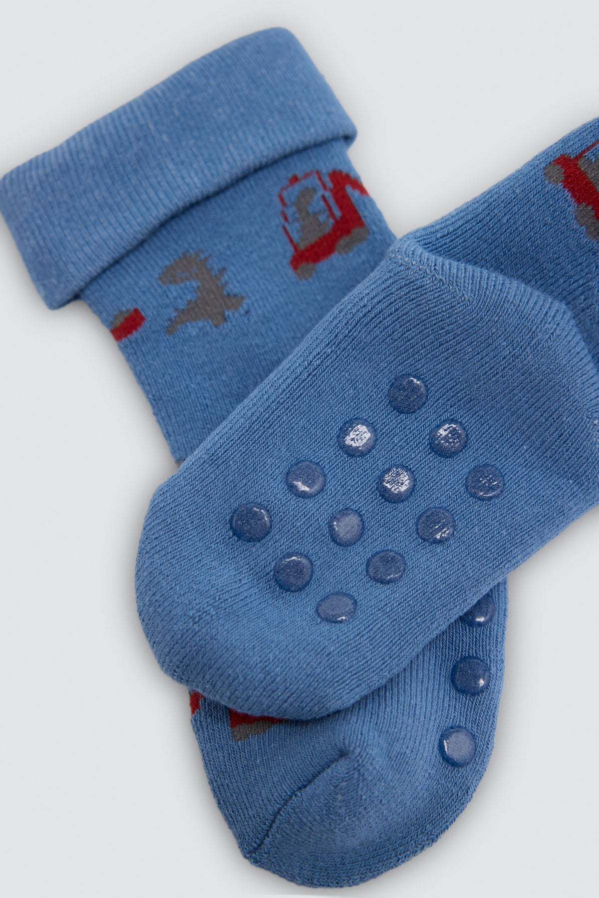 Pack of 4 baby thermal non-slip socks with tractor and arrow prints