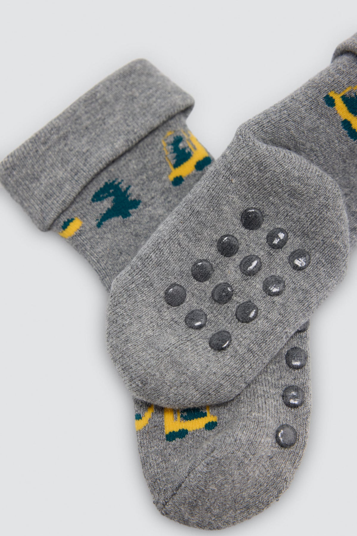 Pack of 4 baby thermal non-slip socks with tractor and arrow prints
