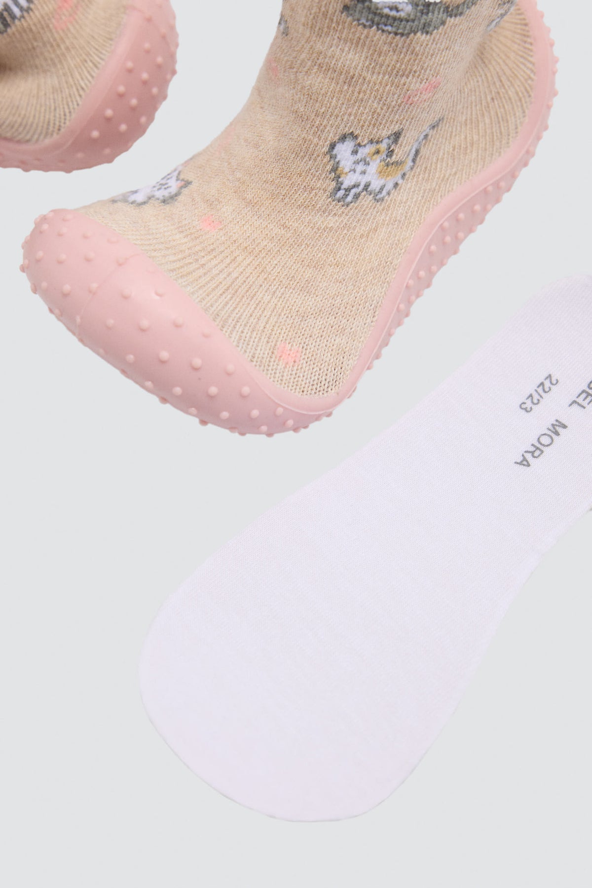 Baby girls' kitten-print slipper socks