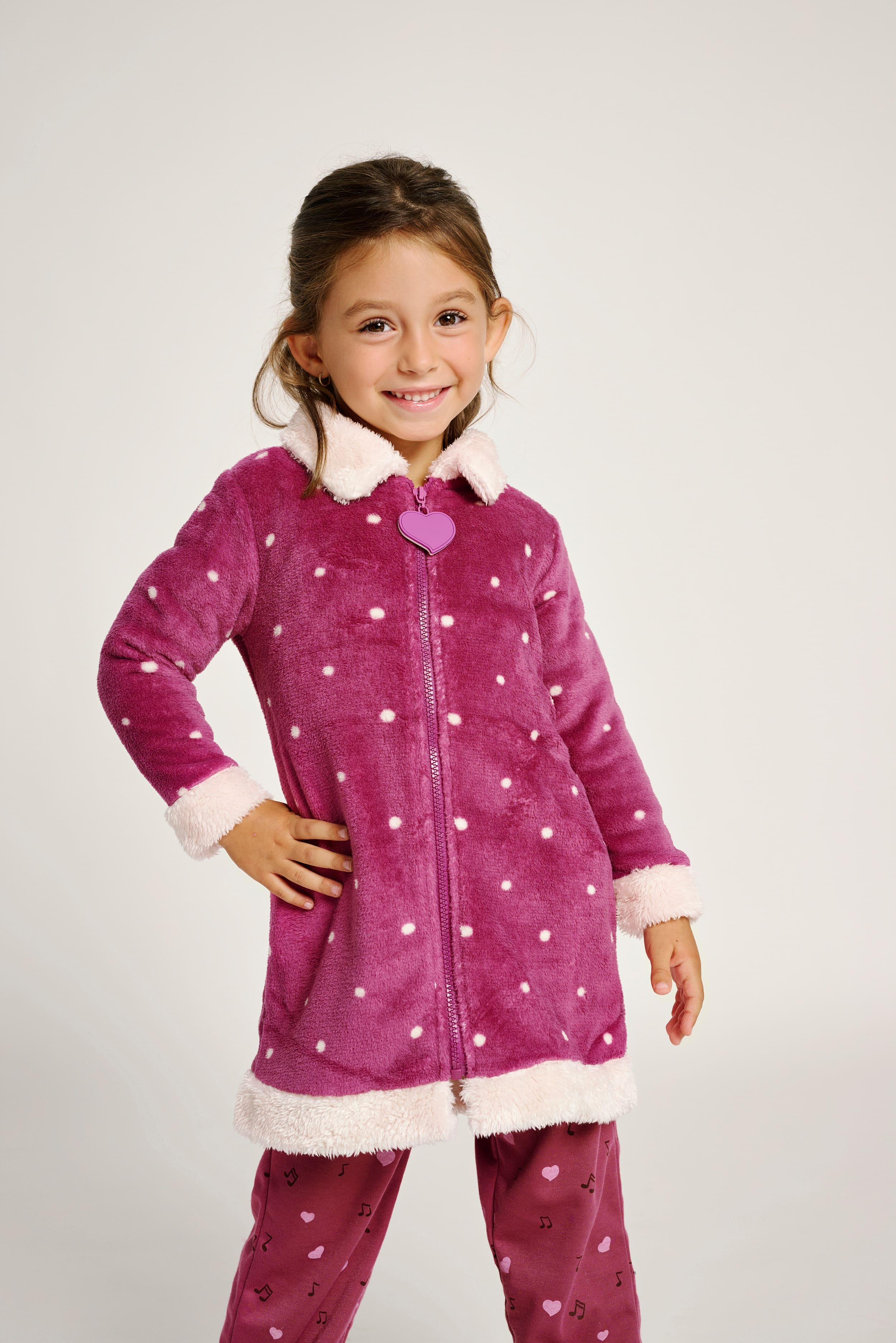 Children's gown, 2-8 years, with polka dot print and sheepskin details | MUYDEMI