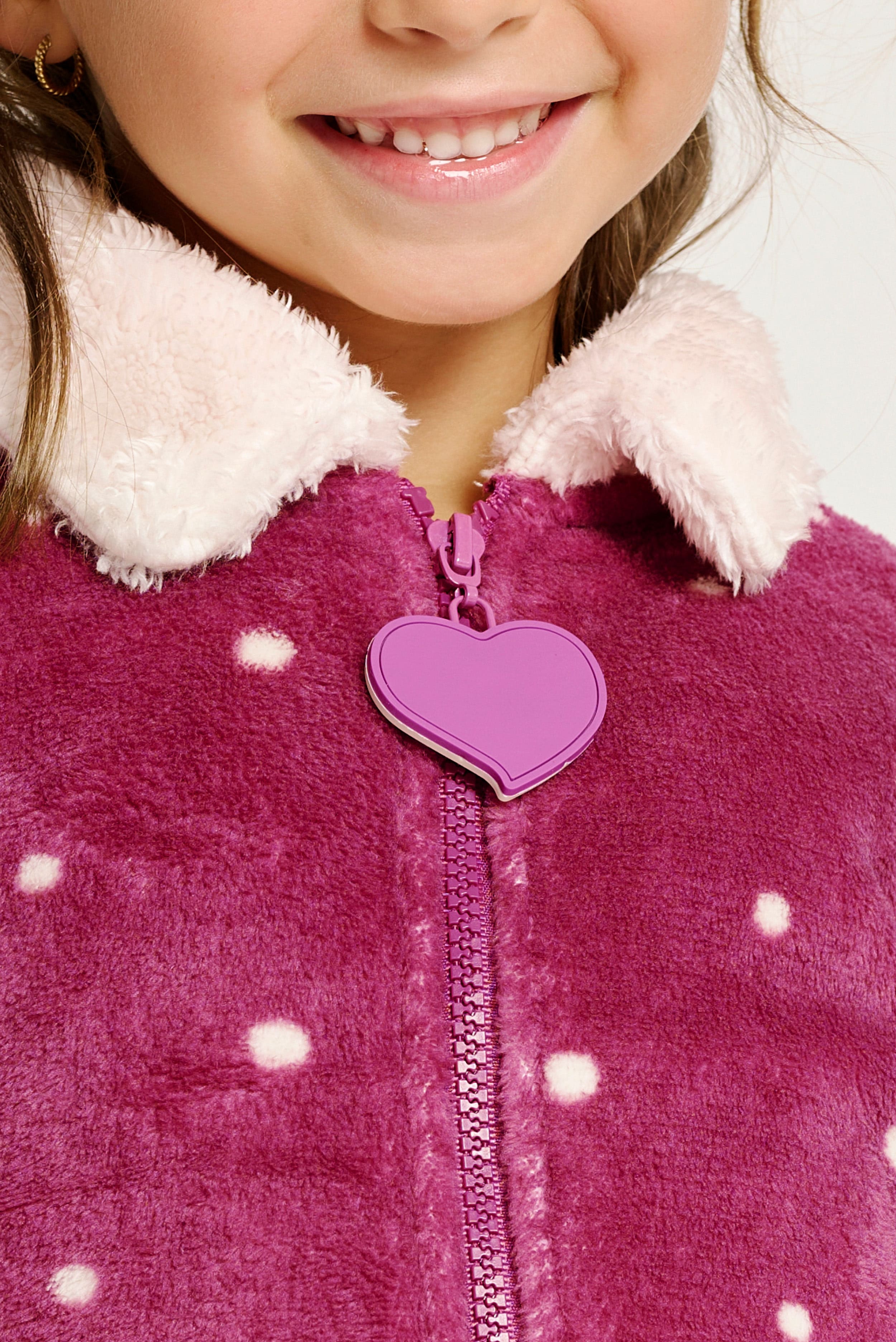 Children's gown, 2-8 years, with polka dot print and sheepskin details | MUYDEMI