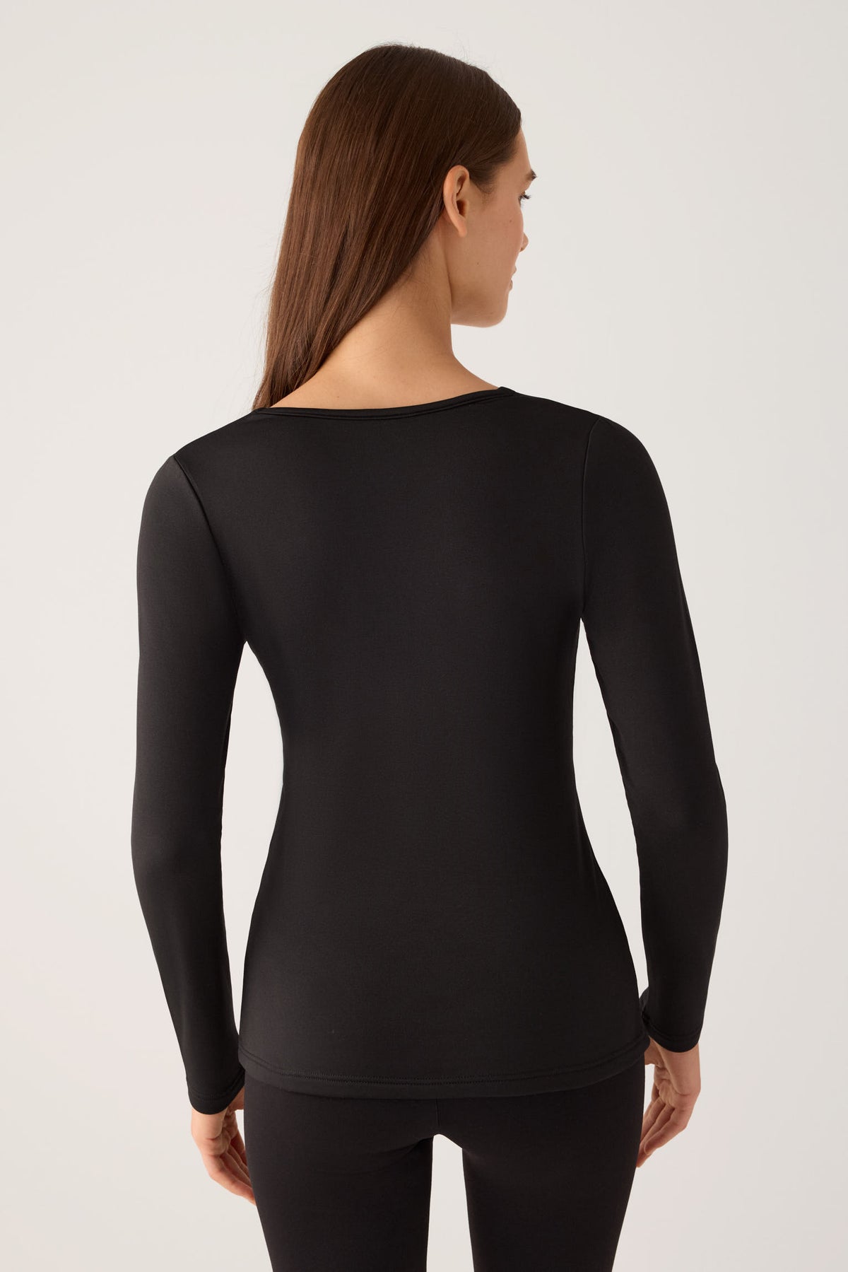 THERMAL Women's long-sleeved V-neck T-shirt with black lace