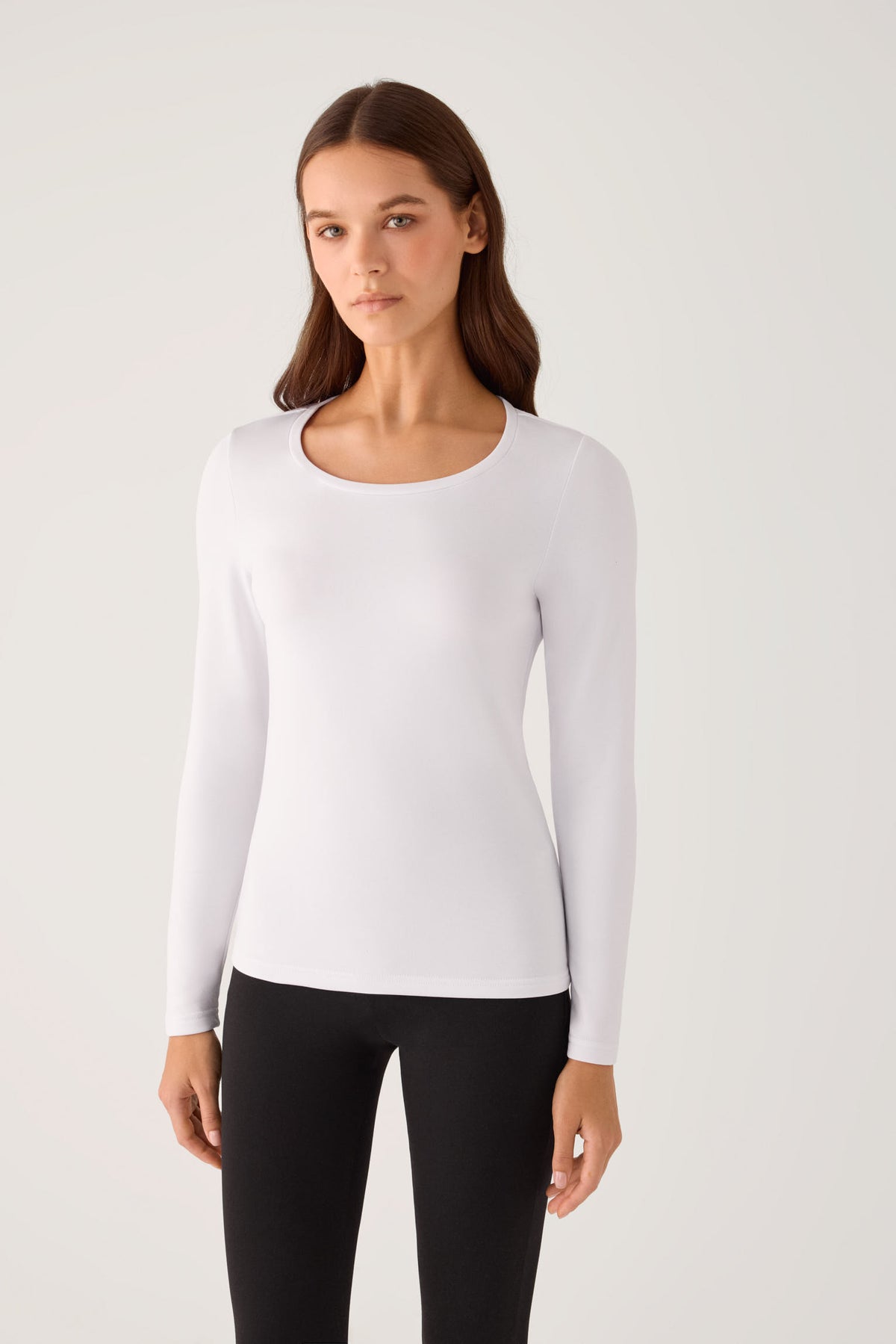 THERMAL Women's long sleeve round neck t-shirt white