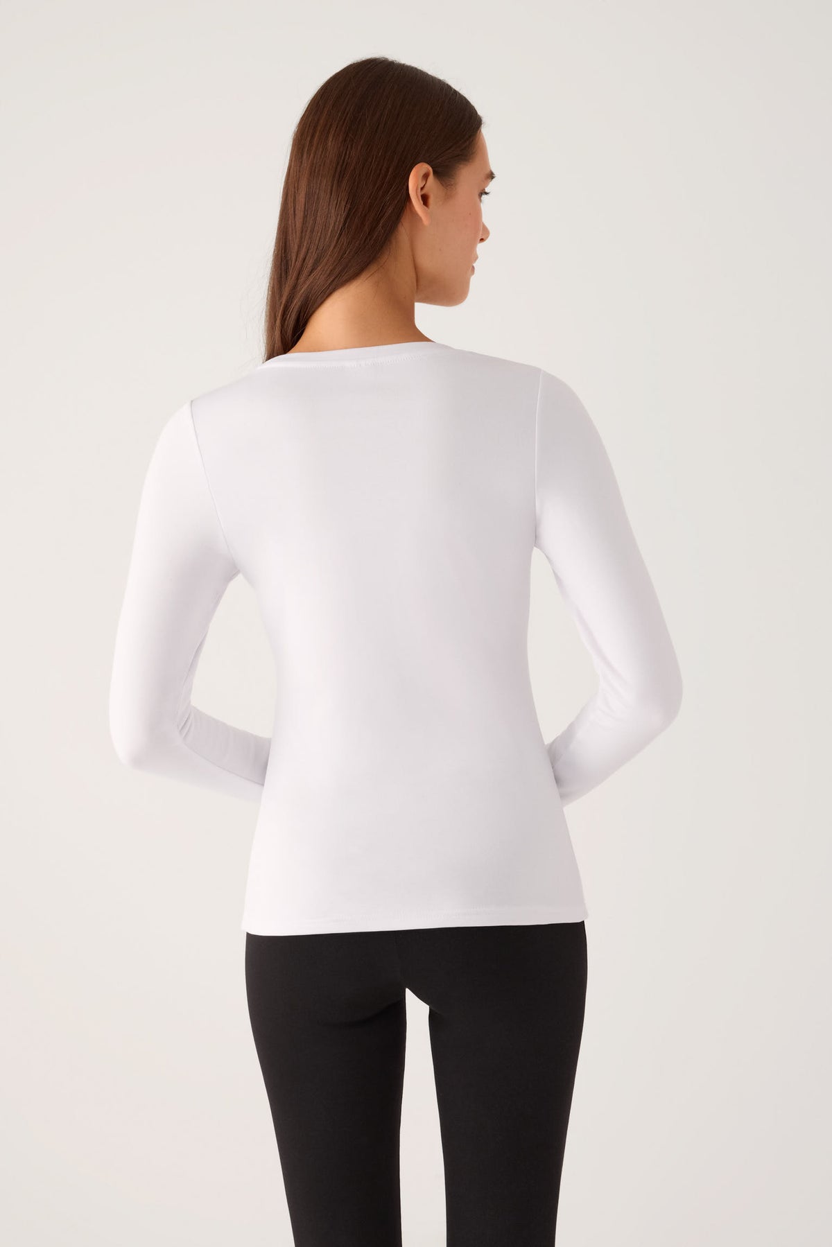THERMAL Women's long sleeve round neck t-shirt white
