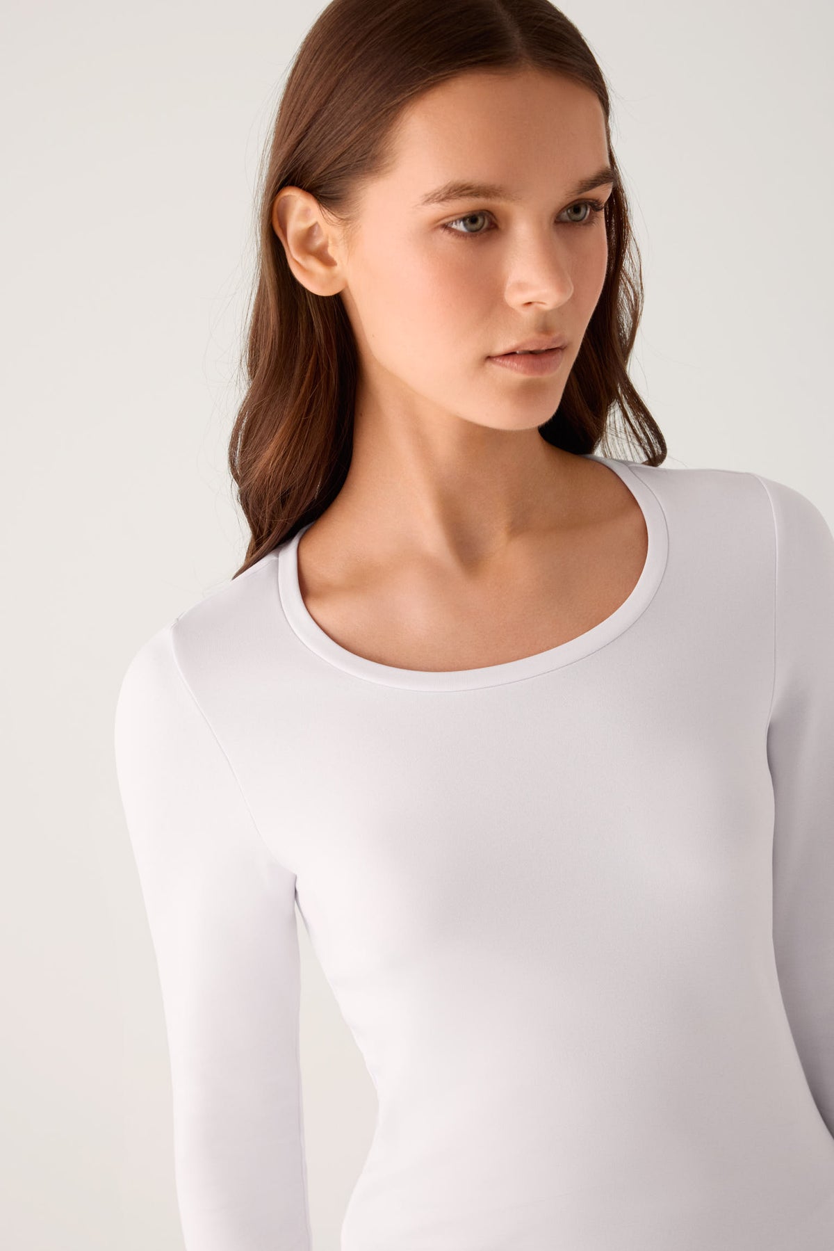THERMAL Women's long sleeve round neck t-shirt white