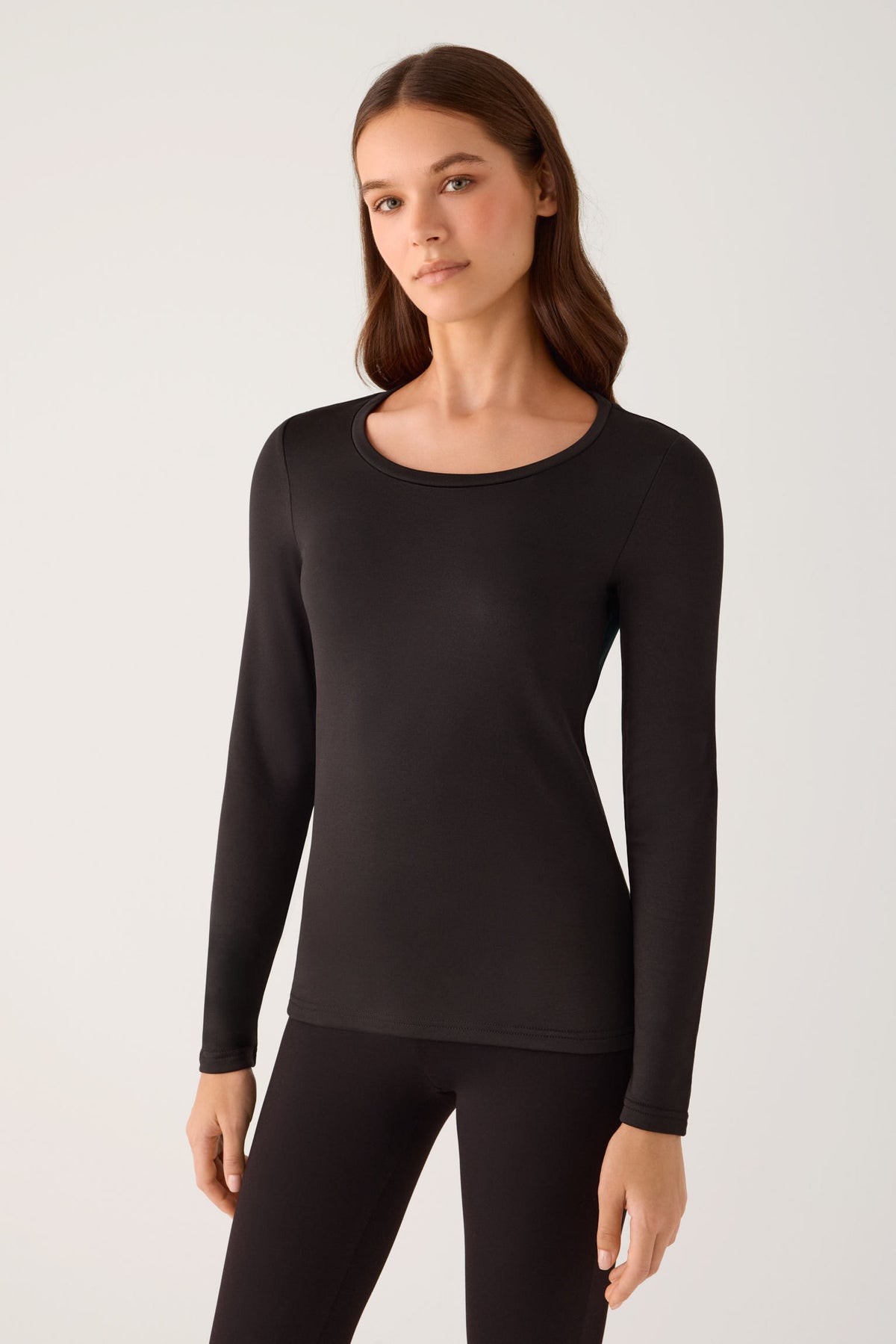 THERMAL Women's long sleeve round neck t-shirt black
