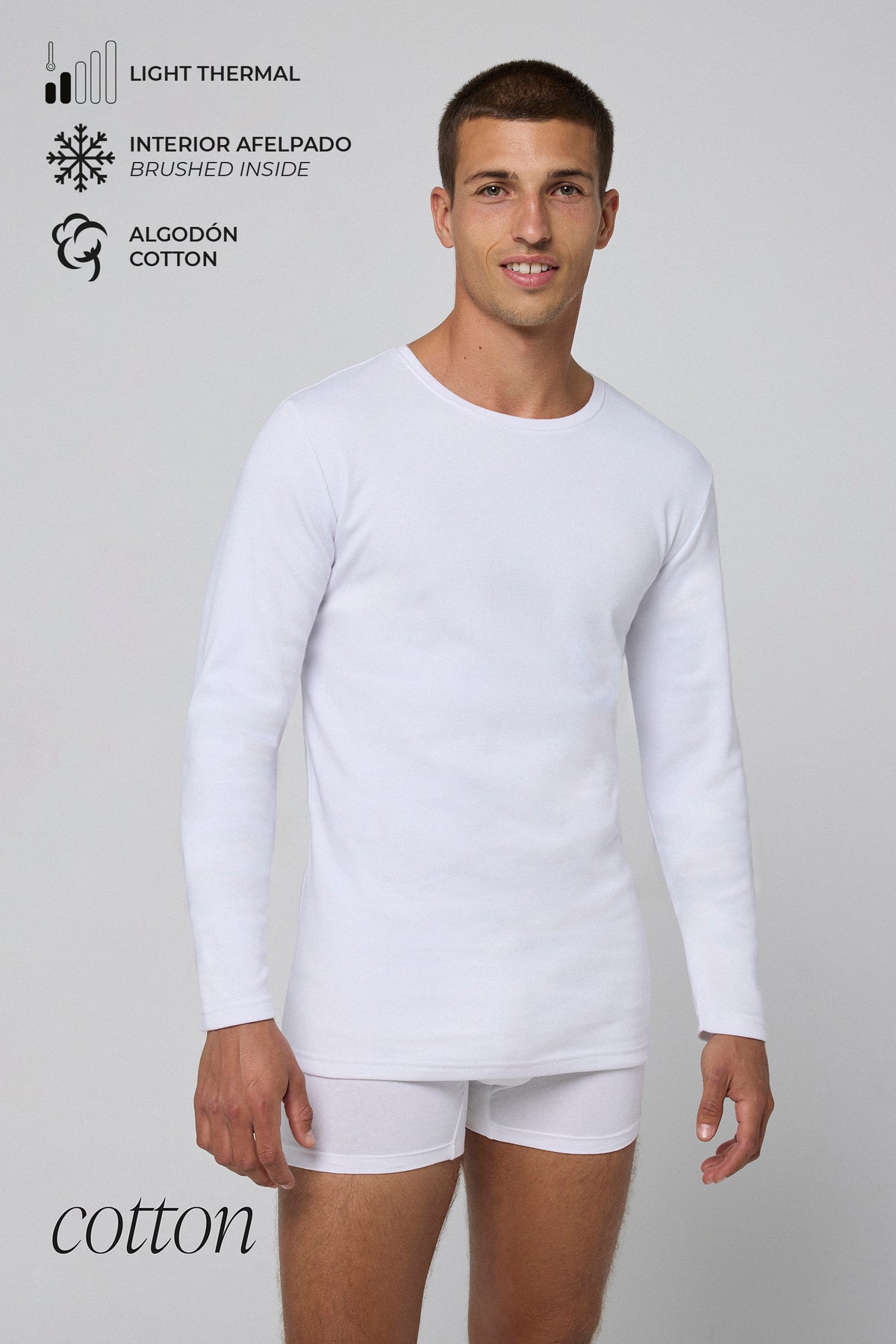 White long sleeve warm cotton t-shirt