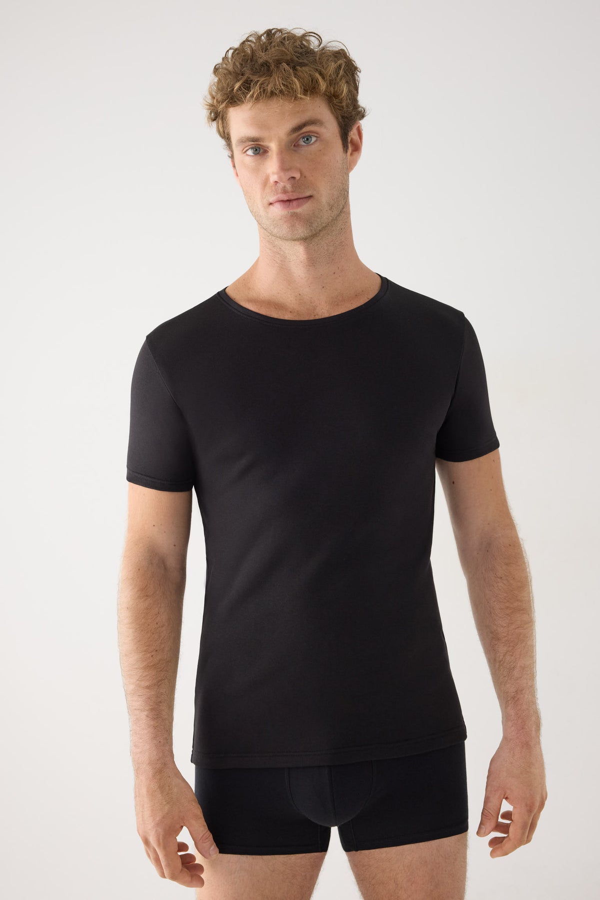 LIGHTWEIGHT THERMAL Men's Short Sleeve Cotton T-Shirt Black