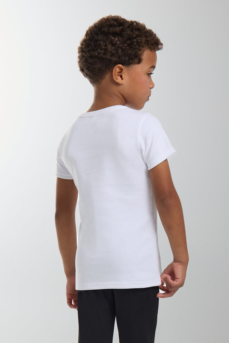 LIGHTWEIGHT THERMAL Children's short-sleeved round neck t-shirt, white