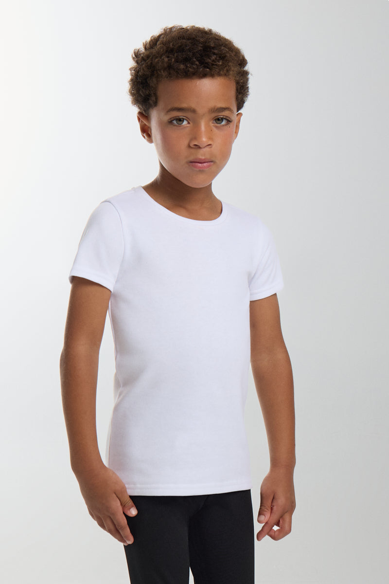 LIGHTWEIGHT THERMAL Children's short-sleeved round neck t-shirt, white
