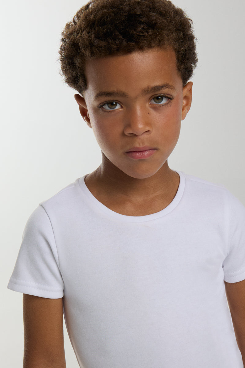 LIGHTWEIGHT THERMAL Children's short-sleeved round neck t-shirt, white