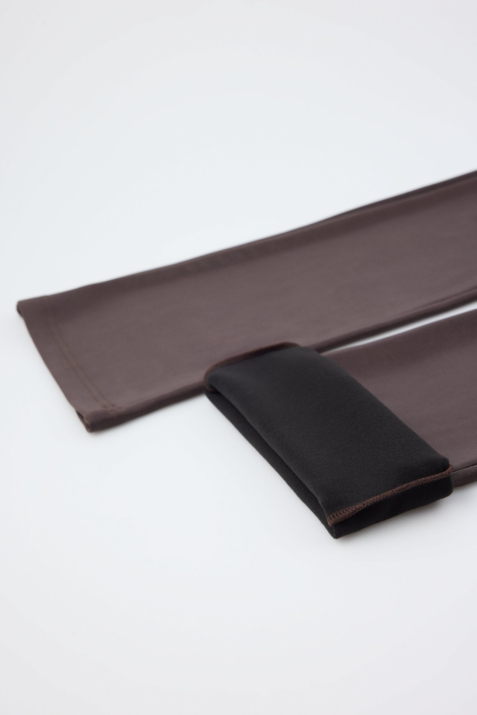 THERMAL chocolate-brown faux-leather flared leggings