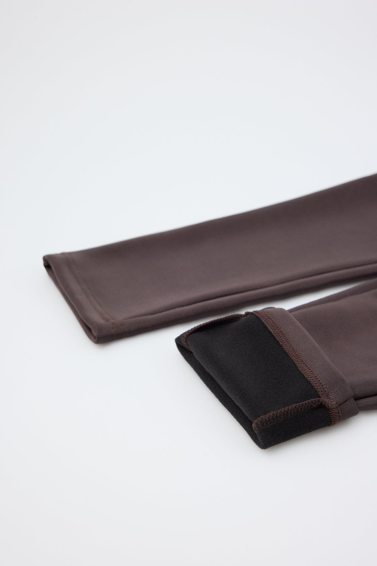 THERMAL faux-leather leggings, chocolate brown