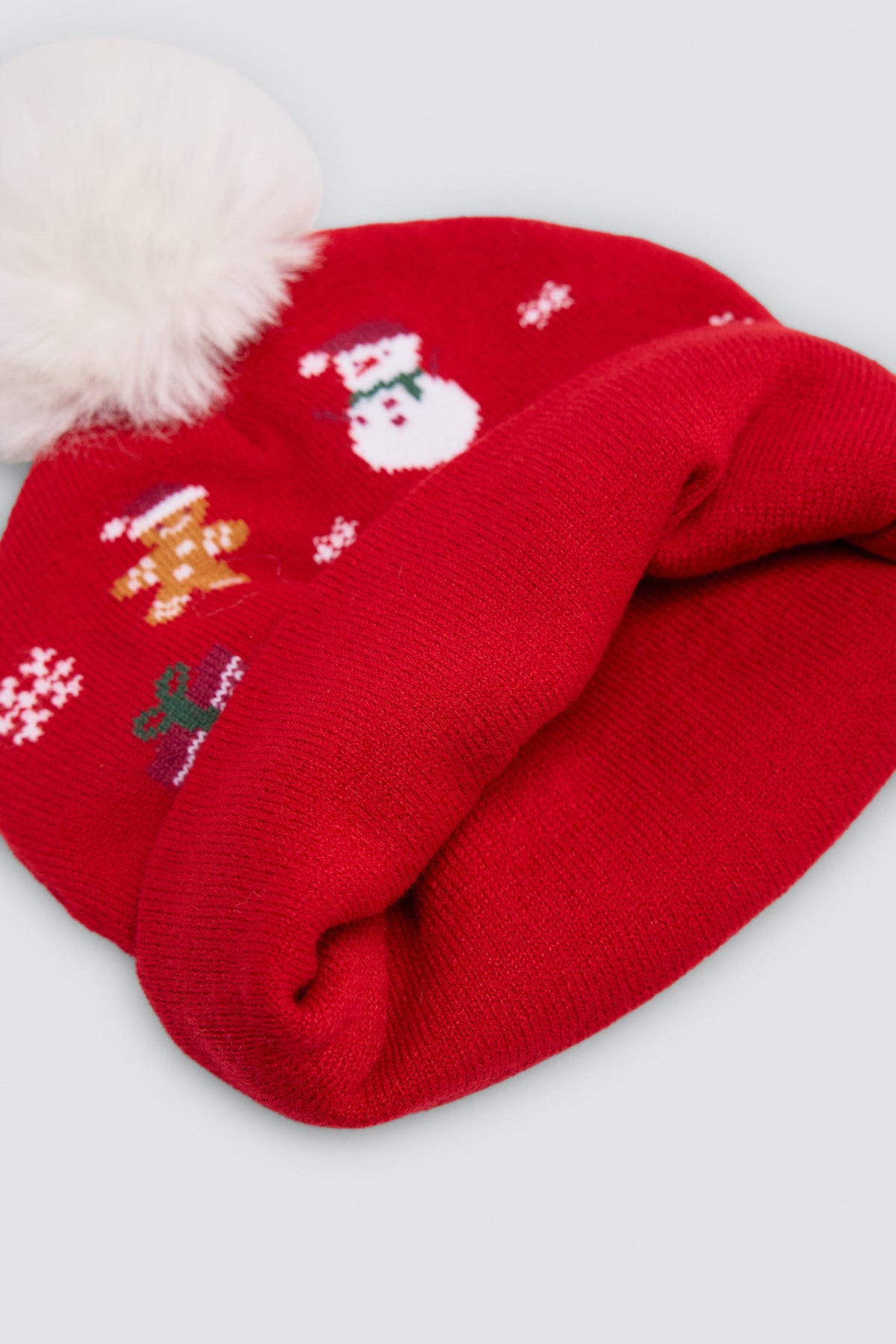 Unisex Christmas-print pom-pom hat