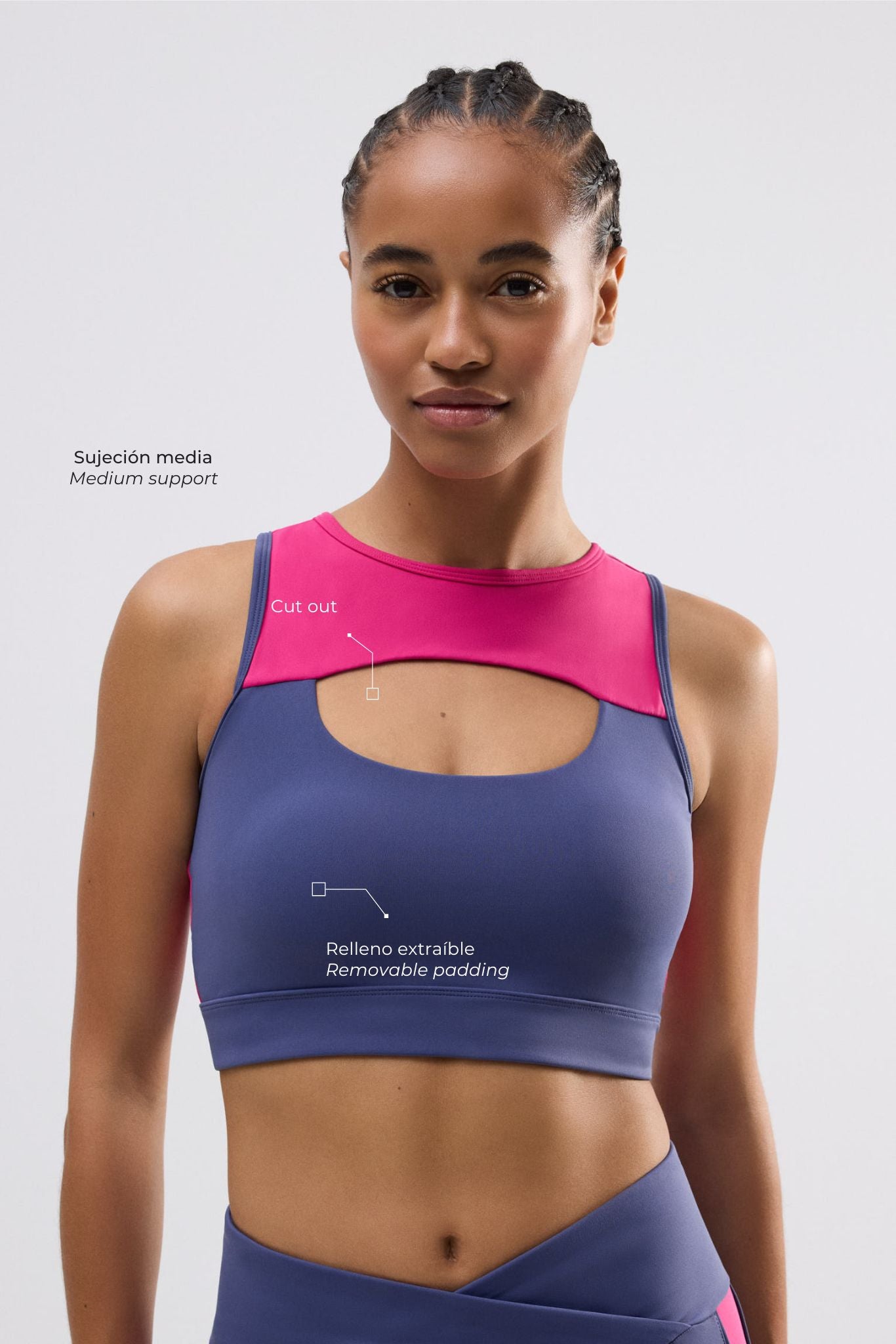 Color block medium support cut out sports bra
