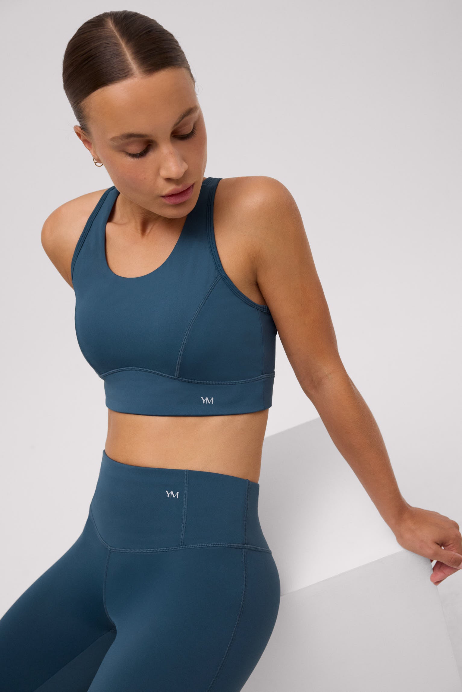 Blue racerback sports bra