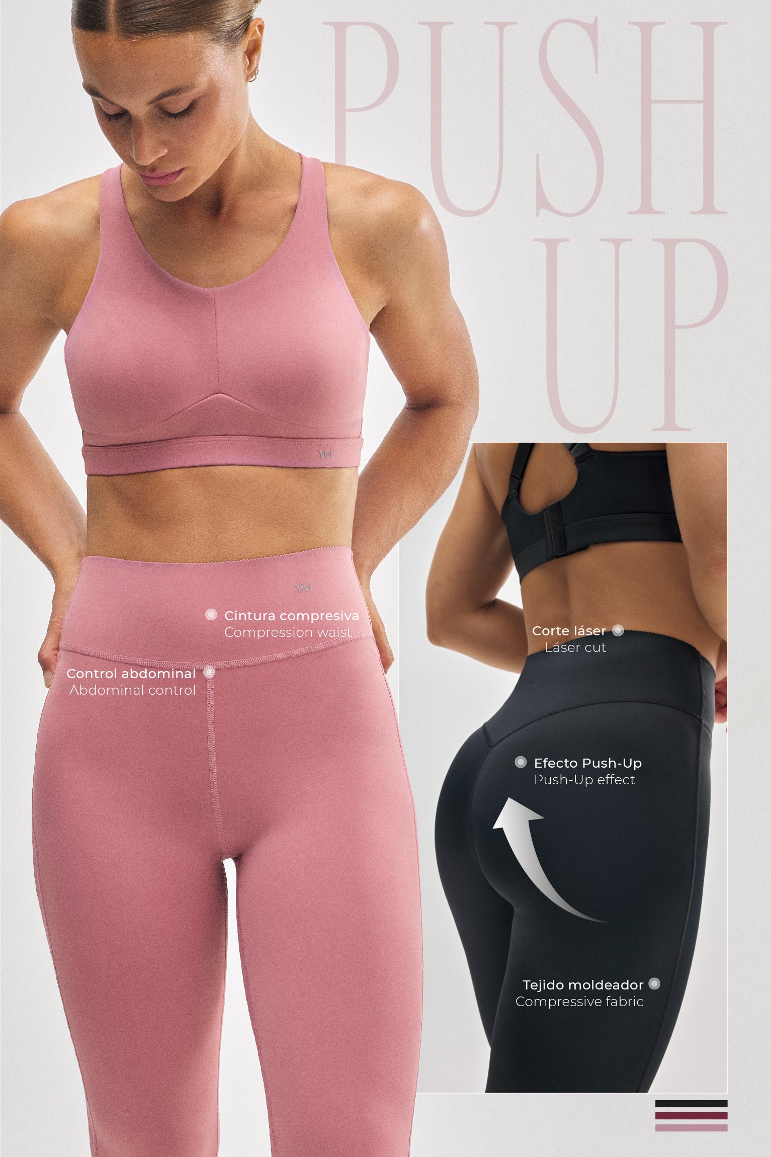 Pink flat stomach effect sports leggings