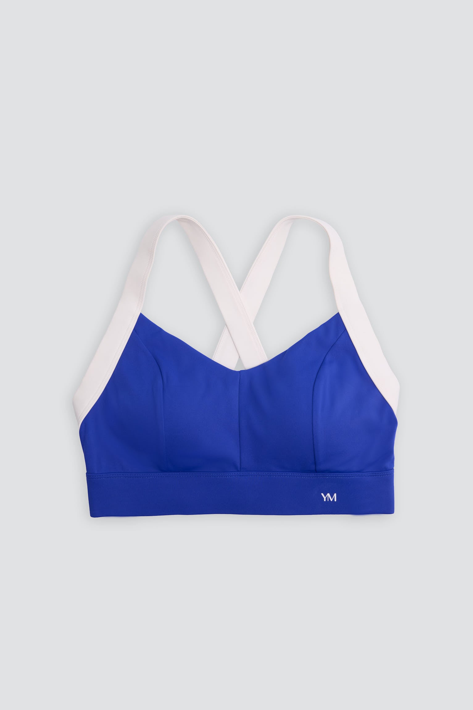 PREVENTA Sujetador deportivo contorno ajustable blanco y azul eléctrico - Ysabel Mora