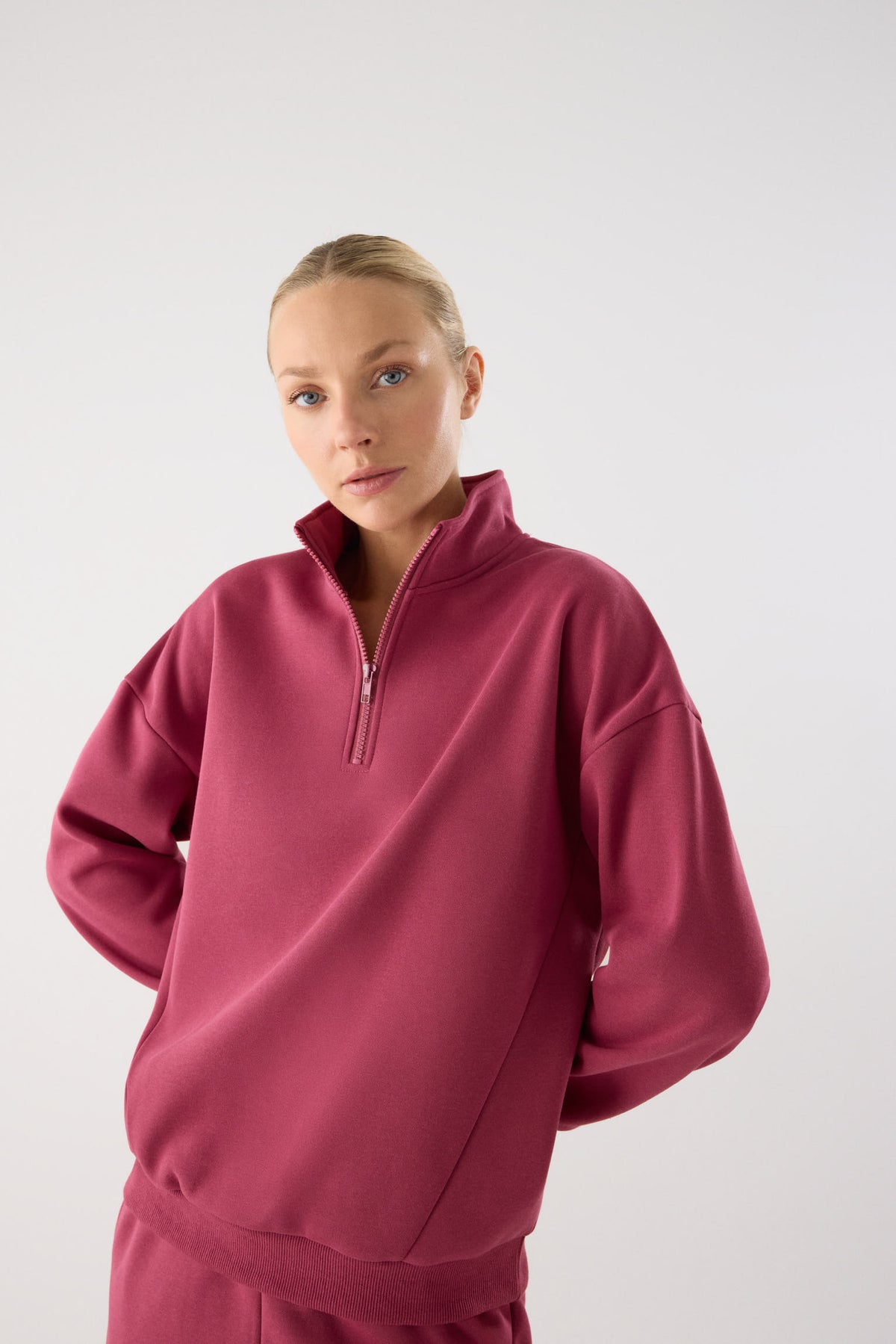 chándal deportivo mujer Slowloom en rosa nocturne rose detalle tejido acabado tejido cálido family match imagen 083