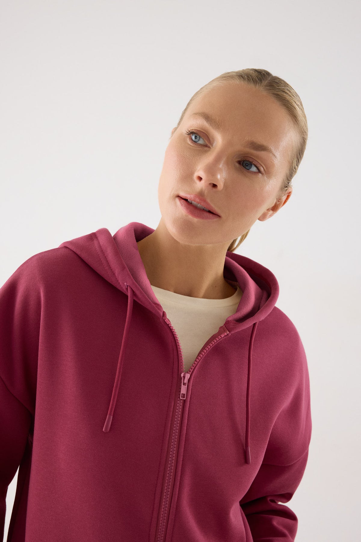 chándal deportivo mujer Slowloom en rosa nocturne rose detalle ajuste silueta tejido cálido family match imagen 044