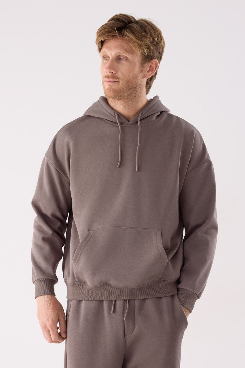 Men's brown fleece sports hoodie