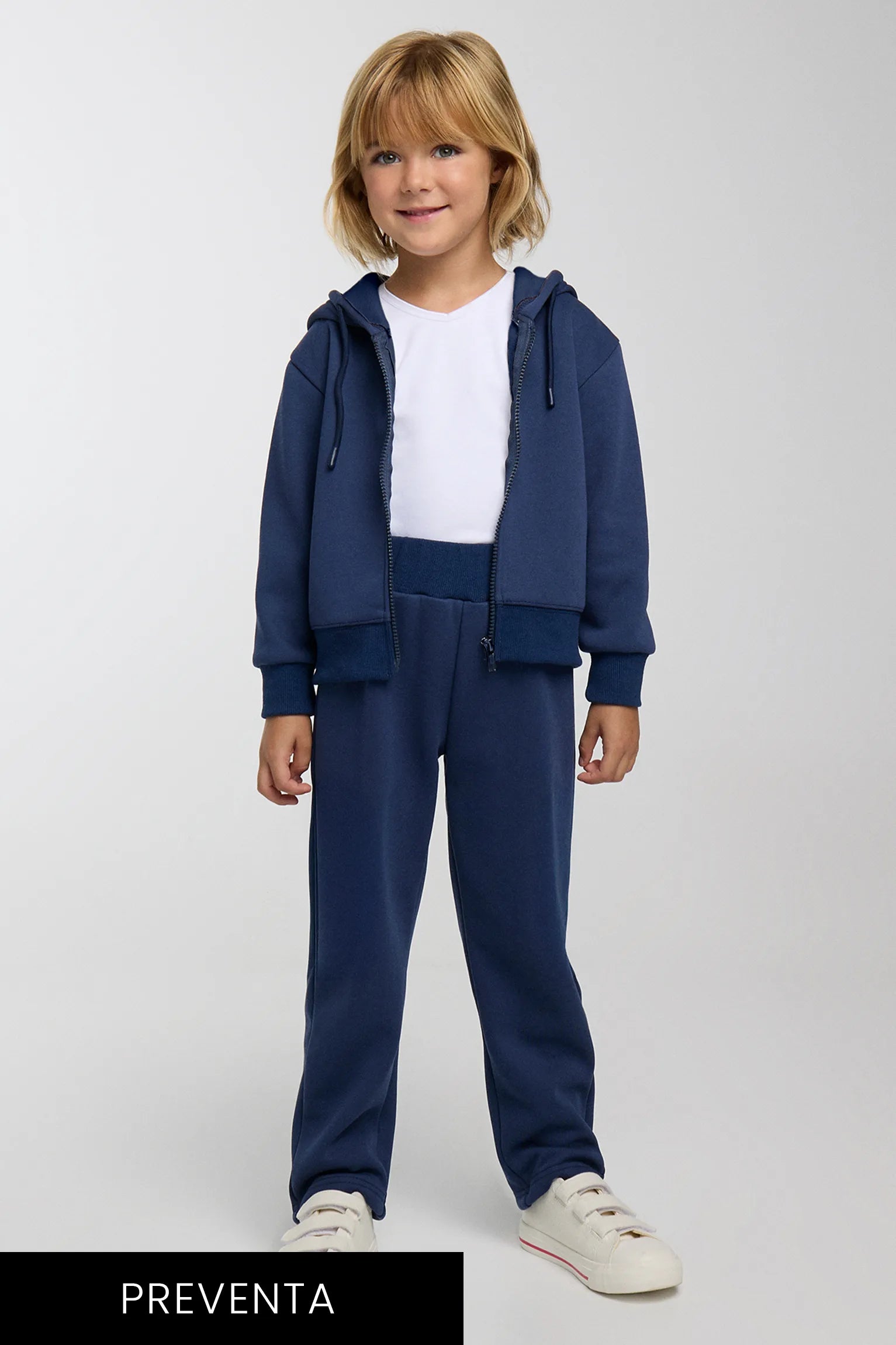 PRE-ORDER girls’ navy brushed tracksuit with jacket and straight-leg trousers