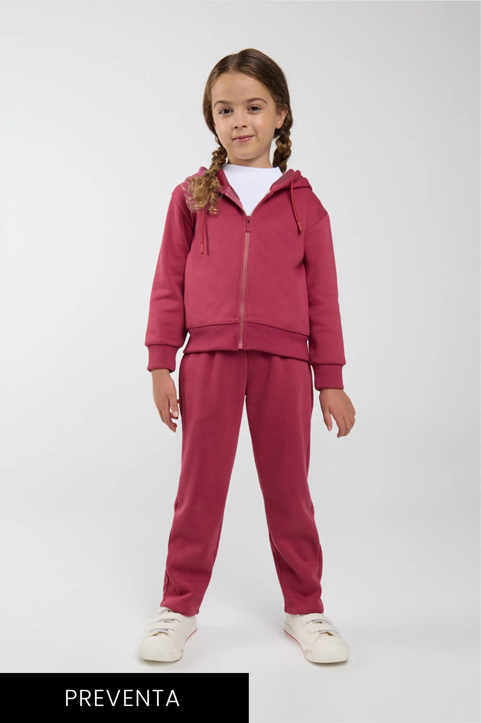 PRE-ORDER girls’ pink brushed tracksuit with jacket and straight-leg trousers