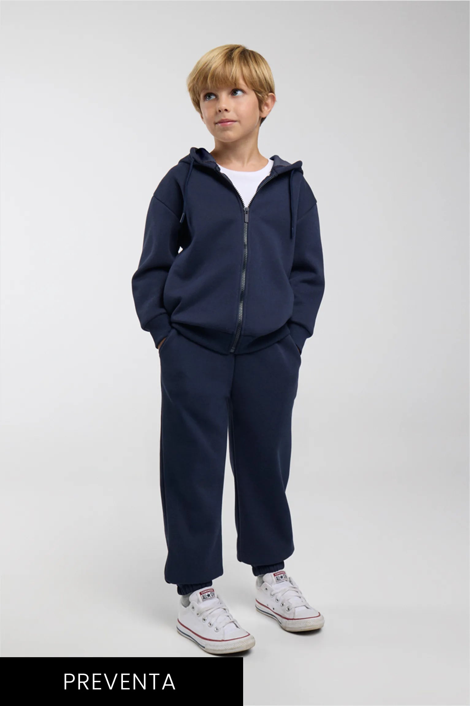 PRE-ORDER boys’ navy brushed tracksuit with jacket and wide-leg joggers