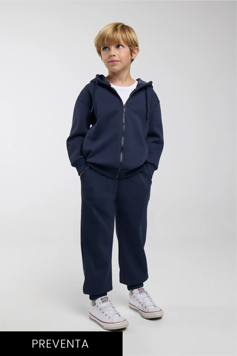 PRE-ORDER boys’ navy brushed tracksuit with jacket and wide-leg joggers